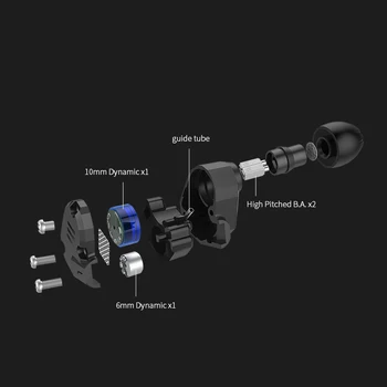 KZ ZS6 2DD+2BA Hibridni V Uho Slušalke DJ HI-fi Monito Teče Sport Slušalke Slušalka, Slušalke Bluetooth Komplet kablov Slušalka ZSN pro