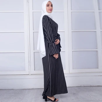 Vestidos Abaya Dubaj Tam Kaftan Turčija Arabski Prugasta Maxi Dolgo Hidžab Muslimansko Obleko Haljo Musulmane Longue Turški Islamska Oblačila