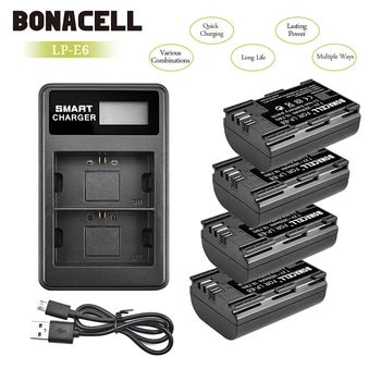 Bonacell 2.6 Ah LP-E6 LP-E6 Baterija + LCD Dvojni Polnilnik za Canon 7D Mark II Fotoaparatu EOS 60D 70 D 80D za EOS 5D Mark II III IV