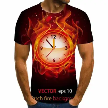 Novo leto 2020 za Moške 3D T-shirt plamen Budilka Natisnjeni Risanka Poletje T-shirt Velikost XXS-6XL