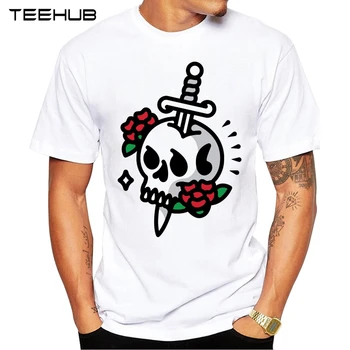 Novi modeli 2019 TEEHUB Kul Moda za Moške Smrti Cvet Design T-Shirt Kratek Rokav O-vrat Vrhovi Hipster Tee