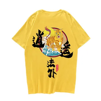 Kitajski slog tiger tiskanja Harajuku bombaža moška T-shirt hip-hop modo priložnostne krog vratu t-shirt za moške 2020 moški majica s kratkimi rokavi