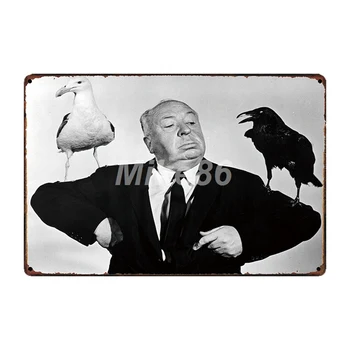 [ Mike86 ] Alfred Hitchcock Ptica Kovinski Plakat Retro umetnosti Steno začetni Letnik Tin Prijavite Dekoracijo FG-222