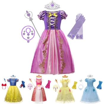 Rapunzel Snow Queen Božično Darilo Baby Dekleta Oblačenja Pepelka Aurora Belle Sofija Cosplay Noša Stranka Obleko Princese Kostum