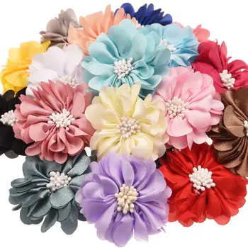 20PCS Boutique Šifon Cvetje, Poročni dekoracijo cvet pribor za lase lok samorog dodatek Št Hairclip Ne Loki Headwrap