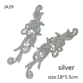 Zsbszc 5 parov JA39 zlato, srebro poliester širina 5.5 CM DIY čipke aplicirano tekstilni dodatki za ovratnik Sew Na Krpo Kostum Obrti