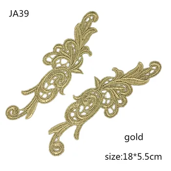Zsbszc 5 parov JA39 zlato, srebro poliester širina 5.5 CM DIY čipke aplicirano tekstilni dodatki za ovratnik Sew Na Krpo Kostum Obrti