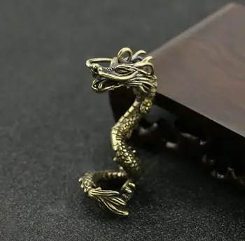 Zbirka Kitajski Medenina Vklesan Flying Dragon Lepe Majhen Obesek Kip Darilo