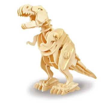 Ustvarjalne DIY 3D Hoja T-rex Lesene Puzzle Igra Sestavljanja Zvoka Nadzor Dinozaver Igrača Darilo za Otroke, Odrasle D210