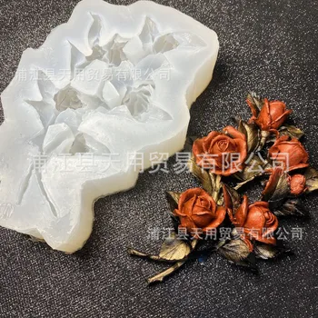 Kristalno Kapljico Lepila 3D Rose Cvet Ornament Dekorativni Silikonsko Plesni 17-215