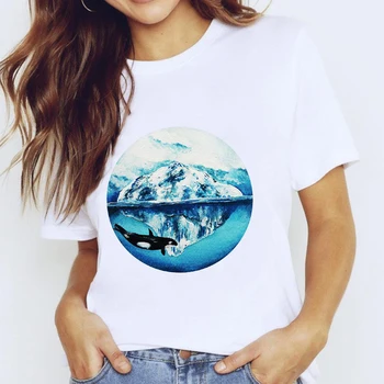 T-majice Vrh za Ženske 90. letih Risanka Akvarel Gorskih 90. letih Oblačila Tiskanje Lady Graphic Majica s kratkimi Rokavi Ženske Ženski Tee T-Shirt
