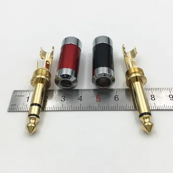4Pcs 6,35 mm 2 3 Pole Mono / Stereo Audio Jack 6.35 Skupščine Kitara Mikrofon Priključite Adapter na primer s spajkanjem za 6 mm / 8 mm Priključek za Kabel
