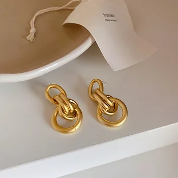 Mat Gold Uhani Za Ženske, Modni Nakit Hoop Tassel Obesek Retro Evropski In Ameriški Velik Uhan Žensk Uho Jewelries