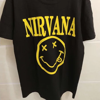 Nirvana Majica s kratkimi rokavi Moški Ženske Poletje Kakovosti CottonTops Tees Nirvana Print majica s kratkimi rokavi Moški Svoboden O Vratu Kratek Rokav Moda Tshirts
