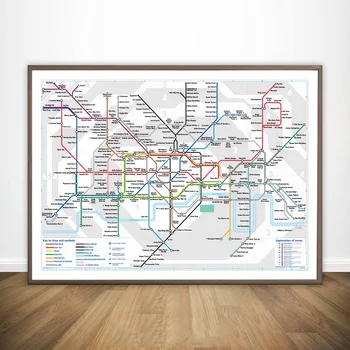 Londonski Podzemni Vlak Zemljevid Film Wall Art Barve Stenski Dekor Platno Natisne Platno Umetnost Plakata Olje Slike Brez Okvirja