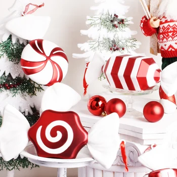 32 cm Velike sladkarije obesek, Božični okraski poroka okraski rdeče in belo pobarvane stranka zlata odlikovanja Doma dekoracijo