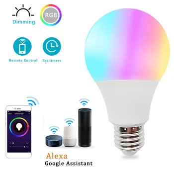 Brezžični Tuya Wifi Smart LED Žarnice domačo Razsvetljavo 10W žarnica E27 Čarobno RGB +W LED Spreminjanje Barve Žarnice Zatemniti IOS /Alexa/Google