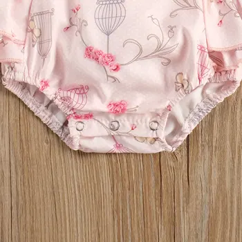 Lioraitiin 0-24M Novorojenega Dojenčka Baby Dekle Moda Romper Off Rami brez Rokavov Živali Natisnjeni Jumpsuit Roza Oblačila